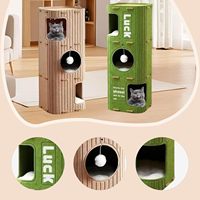 Maison et arbre à chat de luxe modernes et classiques en carton à 3 étages pour chats d'intérieur et chatons - Meubles pour chat durables pour Noël