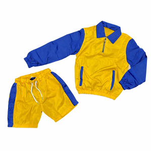 <b>Polyester</b> Nylon Jackets <b>Shorts</b> Set Men's Jogging Suit Patchwork Color Contrast Oversized Windbreaker <b>Short</b> Sets for Men - Product Image 6