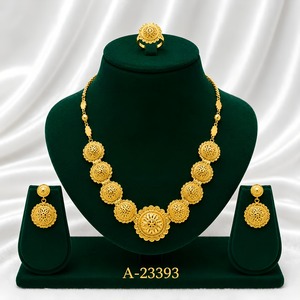 Juego de Joyería de Oro de 10K con Forma de Flor, Collar, Pendientes y Anillo, Clásico para Boda, Modelo A-23359 para Mujer - Product Image 5
