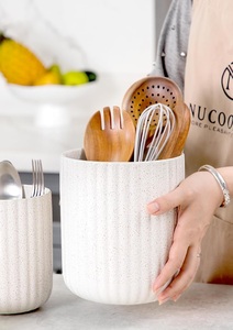 Porte-ustensiles en grès écologique, finition émail mousse, corps épais, résistant à la chaleur, base antidérapante, organisateur de comptoir de cuisine - Product Image 3