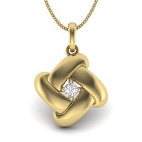 Pendentif Nœud d'Amour en Or Jaune avec Diamant de Laboratoire Taille Brillant Clarté VVS1 Sertissage à Griffes, Style Classique pour Femme, Bijou Quotidien