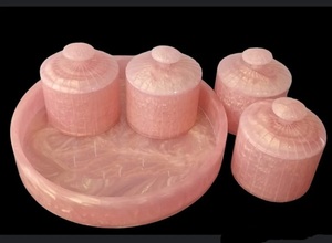 New Arrival Luxury Decorative Borosilicate Glass Resin Jar <b>Set</b> Storage Tray Eco-friendly Heat-Resistant Freshness Preservation - Product Image 3