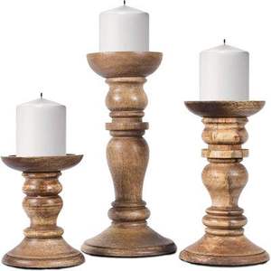 Élégant porte-bougie en bois pour table, idéal pour la décoration de table et créer une ambiance chaleureuse aux chandelles. - Product Image 3