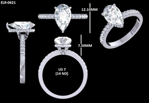 Bague de fiançailles élégante Lurba Jewels, nouveau design, coupe poire, 2,29 carats, moissanite certifiée, argent sterling 925 plaqué rhodium - Product Image 6