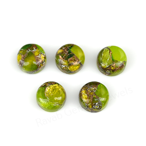 High Quality Natural <b>Peridot</b> Copper 12mm Round Shape Flatback High Polish Smooth Loose Gemstone Cabochon For Jewelry Making <b>Ring</b> - Product Image 6