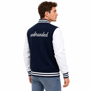 Blouson universitaire unisexe personnalisé à manches longues, couleur unie, coupe classique, fermeture éclair, chaud, rembourré, respirant, vêtement d'extérieur décontracté pour l'hiver - Product Image 4