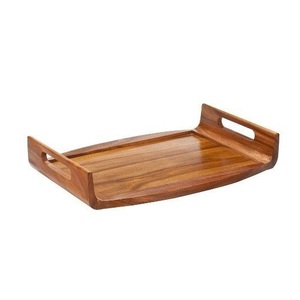 Plateau de service en bois de qualité supérieure, plateau de petit-déjeuner en bois naturel massif pour la cuisine, la salle à manger, le café, le thé, les collations, les fruits, les aliments et la décoration intérieure - Product Image 1