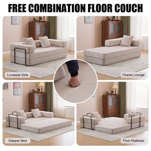 Divano Letto Convertibile Comodo con Supporto Lombare a Cuscino e Braccioli, Futon Lounge Sleeper C-Product - Product Image 4