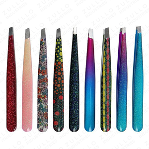 9PCS Glitter Stainless Steel Slant Tip Eyebrow Tweezers Set Custom Private Label Professional Beauty <b>Tools</b> - Product Image 3