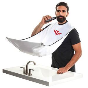 High Quality Waterproof Shaving Beard Bib Black and White Beard Trimming Apron Cape with Transparent <b>Suction</b> Cup <b>Hooks</b> - Product Image 4