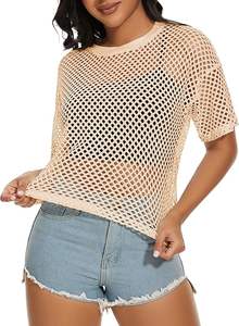 T-shirts en résille sexy pour femmes, personnalisables, transparents, à manches courtes, pour l'été, la plage, le streetwear, respirants - Product Image 5