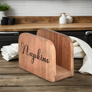 Acacia Wood Napkin <b>Holders</b> for <b>Kitchen</b> Napkin Storage Dispenser with logo for <b>Kitchen</b>, Dining Room Table Decor <b>Tissue</b> <b>Holder</b> - Product Image 6