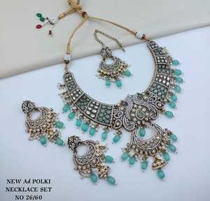 Juego de Joyería Nupcial Azul Real de Lujo con Collar, Pendientes y Maang Tikka, Circonita Cúbica, Chapado en Rodio - Product Image 2