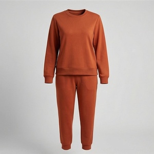 Ensemble 2 pièces tricoté pour femme : Sweat-shirt col rond et pantalon de jogging, couleur unie, coupe décontractée, manches longues, pantalon long, idéal pour l'automne - Product Image 1