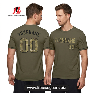 Custom Logo <b>Mens</b> Dry Fit Athletic Gym <b>T</b> <b>Shirt</b> <b>Green</b> Camo Letter Print Short Sleeve Training Sportwear <b>T</b>-<b>Shirt</b> OEM - Product Image 3