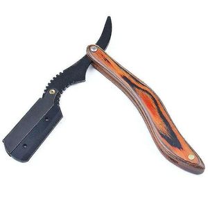 Hair <b>Cutter</b> Metal Single <b>Edge</b> Blade Straight Carbon Steel Safety Razor with Rubber Handle Right-Handed for Hair Thinning - Product Image 4