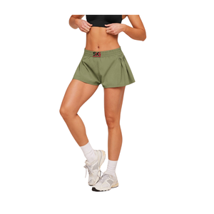 Women's High <b>Waist</b> Quick Dry Running Shorts Pleated Sports Shorts with Pockets <b>Elastic</b> <b>Waist</b> Athletic Gym Yoga - Product Image 5