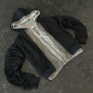 Sweat-shirt à capuche double couche pour hommes, tendance |   Sweat à capuche streetwear épais et chaud pour homme avec logo personnalisé, fermeture éclair, double couche - Product Image 4