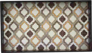 Juego de Tres Bandejas Rectangulares de Estilo Antiguo, Impresas y con Acabado Esmaltado, con Base de Madera MDF para Uso Doméstico - Product Image 4