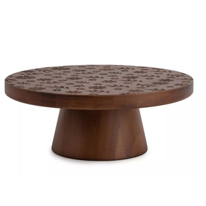 Handcrafted Acacia Wooden <b>Cake</b> Stand Eco-Friendly Engraved Floral Pedestal for <b>Wedding</b> & Party Wholesale Kitchenware Decor - Product Image 1