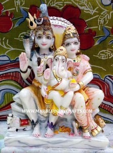 Handmade Alabaster Beautiful Shiva Family Statue - Product Image 5