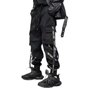 Pantalones Cargo Techwear Negros para Hombre, Pantalones Harem con Múltiples Bolsillos y Cintas, Estilo Cyberpunk Streetwear - Product Image 4