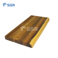 Groothandel op maat gemaakte rustieke transparante PU live edge acacia houten zwevende wandplanken wandmontage opbergrek voor huisdecoratie & keuken