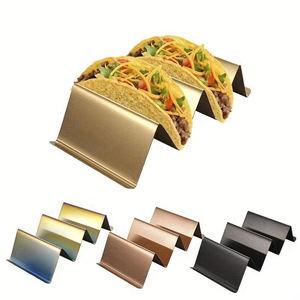 Soporte vertical para tacos de acero inoxidable antirust, con ranura para condimentos, soporte para tortillas en forma de V para conchas duras y blandas - Product Image 3
