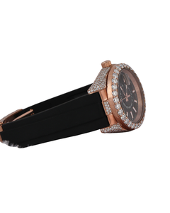 นาฬิกาฮิปฮอปหรูหราแบบใหม่ รุ่น Rose Gold Iced Out หน้าปัดดำ ประดับเพชรโมอิสซาไนต์ สายยาง  สามารถปรับแต่งได้ - Product Image 4