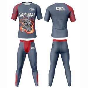 Conjunto de Compresión de Manga Larga con Impresión por Sublimación sin Costuras, Ropa Deportiva Transpirable de Primera Calidad, Rashguard y Leggings para MMA - Product Image 1
