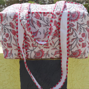 Cotton Quilted Duffle Tote Shoulder <b>Bag</b> Geometric Pattern Washable Eco-Friendly Fashion Cover Yoga Shopping <b>Beach</b> Overnight <b>Bag</b> - Product Image 1