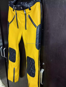 Pantalon en cuir jaune original pour hommes en peau de mouton imperméable et respirant - Product Image 3