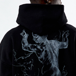 Sweat à capuche à impression en relief, fabricant OEM, en molleton de coton épais avec logo 3D en relief, style streetwear pour marques et commandes en gros - Product Image 5