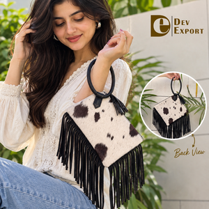 Bolso Bandolera de Cuero Vacuno Estilo Occidental Ligero para Mujer, Nuevo Diseño Bohemio con Cierre de Cremallera, Bolso Multiusos de Nailon - Product Image 1