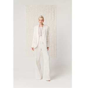 Low MOQ <b>Blazer</b> <b>Set</b> For Women SOLVIRE TEXTURE <b>BLAZER</b> Women ODM Premium Linen <b>Blazer</b> <b>Set</b> With Handcrafted Frayed Texture - Product Image 2