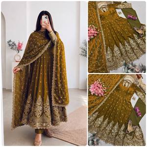 Indian Women Salwar Kameez with Dupatta Anarkali Kurti Palazzo Dupatta Set Wedding Party Wear Dress - Product Image 5