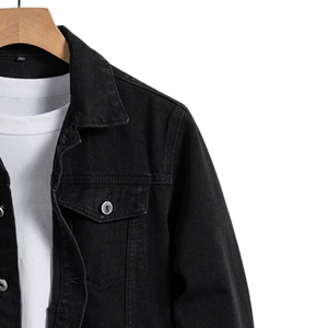 <b>Mens</b> <b>Black</b> Hooded Canvas Windproof <b>Jacket</b> Zipper Front <b>Long</b> Sleeve Chest Pocket Side Pockets Casual Regular Fit Trucker - Product Image 3