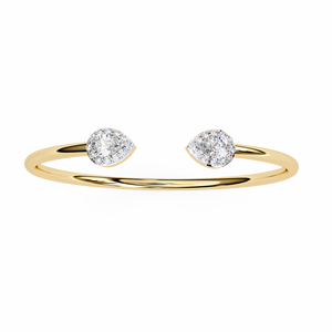 Brazalete de Oro de 18K con Diamantes Cultivados en Laboratorio, Corte Pera, Halo, Diseño Abierto, para Mujer, Regalo, Joyería de Boda - Product Image 3
