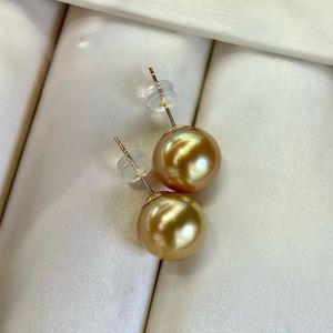 Manufacturer Wholesale 10-11mm Natural Gold Bead <b>Stud</b> <b>Earrings</b> Comparable to Nanyang S925 <b>Silver</b> Gold-Plated Ear Buckle - Product Image 2