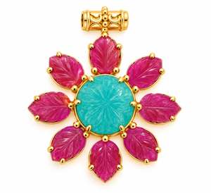 Pendentif de mode unique en laiton plaqué or 18 carats avec pierre précieuse de jade, vente en gros, bijoux fantaisie élégants et minimalistes en forme de fleur pour femmes - Product Image 6