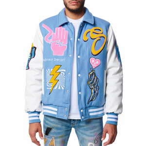 Chaqueta Universitaria de Alta Calidad con Mangas de Cuero y Bordado Personalizado, Chaquetas Letterman Personalizadas de Primera Calidad - Product Image 5