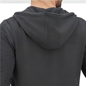 Sudadera con capucha y cremallera de color carbón oscuro, corte ajustado, textura ligera, estilo atlético moderno y atractivo para un look urbano versátil. - Product Image 5