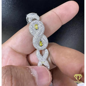 Sparkling <b>Infinity</b> Symbol Moissanite <b>Bracelet</b> With Yellow Stones And Hip Hop Bling Jewelry for men & women - Product Image 5