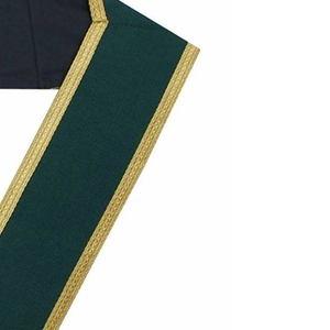 Custom Green V-Neck Masonic <b>Collar</b> Gold Trim Classical Design Sew-On Badge Garment - Product Image 5