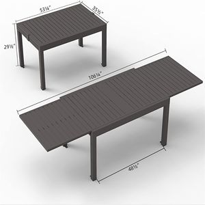 Grande Tavolo da Pranzo Estensibile in Alluminio da 53-106 Pollici, Rettangolare per 6-8 Persone, Regolabile per Interni ed Esterni - Product Image 3