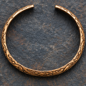 Authentic Floral <b>Engraved</b> Pure Metal Open Cuff <b>Bangle</b> With Embossed Leaf Pattern Luxury Exquisite Design Fashionable Metal Jewel - Product Image 6