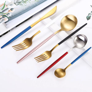 Trending Metal Cutlery Set With Enamel Handles High Quality Dishwasher Safe Home Hotels Wedding Dinnerware Flatware Set - Product Image 6