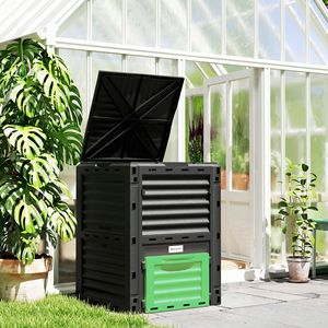 Compostiera da Giardino da 80 Galloni, Grande Compostiera da Esterno per Aerazione Rapida del Terreno, a Forma di Foglia Verde per Prato e Agricoltura, Contenitore Aerante - Product Image 2