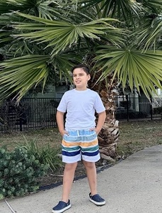 Men's Striped Breathable Quick Dry <b>Swim</b> Shorts Mid Waist Drawstring Closure 100% Polyester Woven Fabric Casual Board Shorts - Product Image 2