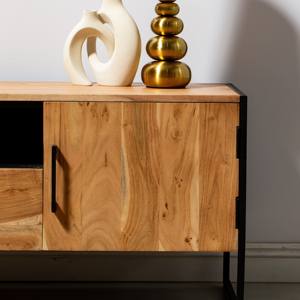 Mueble para TV Vandana Novara Vista de Dos Cajones y Dos Puertas, Consola de Entretenimiento Moderna de Madera Maciza - Product Image 3